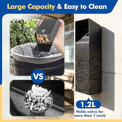 Wall Mounted Trash Can Outdoor Commercial Receptacles Container Disposal Outdoor Vertical Trash Can for Hotel Café Bar Shopping Centre Courtyard - size: Medium