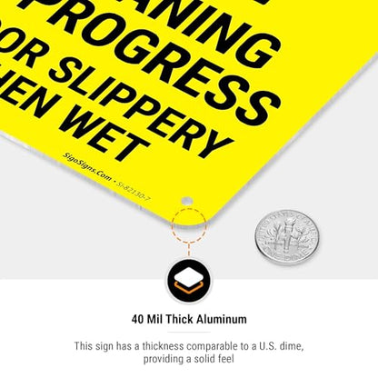 Caution Cleaning in Progress Floor Slippery When Wet OSHA Sign, - size: 10x7