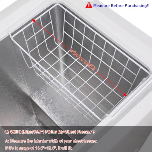 Orgneas 16.5 Inch Freezer Organizer Bins, Metal Wire Basket Bins, Replaces Chest Freezer Basket, Hangable, Sturdy, White - size: 16.5 inch