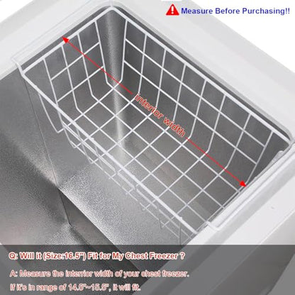Orgneas 16.5 Inch Freezer Organizer Bins, Metal Wire Basket Bins, Replaces Chest Freezer Basket, Hangable, Sturdy, White - size: 16.5 inch