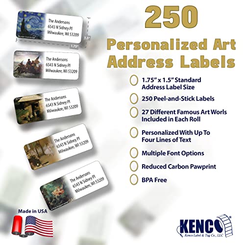 Customized Personalized Address Labels - Made in The USA by Kenco (Famous Art, 250 Labels) - color: Famous Art, size: 250 Labels