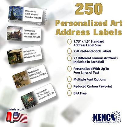 Customized Personalized Address Labels - Made in The USA by Kenco (Famous Art, 250 Labels) - color: Famous Art, size: 250 Labels