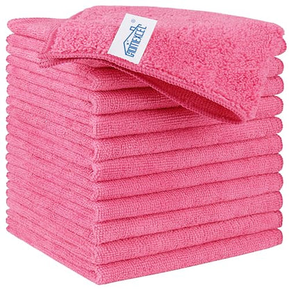 HOMEXCEL Pink Microfiber Cleaning Cloth, Microfiber Towels for Car, 12 Pack - color: Pink