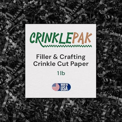 1LB Black Crinkle Paper Shred Filler Gift Basket, USA Made - color: Black, size: 1 LB