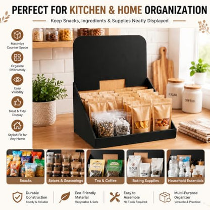 Geetery 10 Pack Black Cardboard Storage Bins, 19 x 13 x 22.5 Inch Corrugated Cardboard Display Bins with Removable Header, Tabletop Organizer Boxes for Retail Shelves Office Organization Exhibition