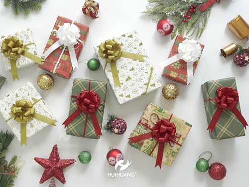 HUIHUANG Red Christmas Pull Bows for Gift Wrapping 4"x8" Red Christmas Bows - color: Red, size: 1 Pack (12 bows, 4 in x 8 in)