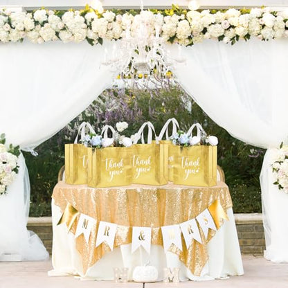 Sweetude 30 Thank You Non Woven Gift Bag, 11 x 12 x 5 Inch, Gold - color: Gold, size: 11 X 12 X 5 Inch