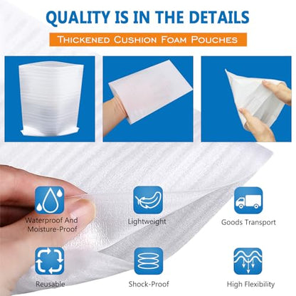 Cushion Foam Wrap Pouches for Moving(50 Pack 12"x14'') - size: 12"X 14" 50PCS