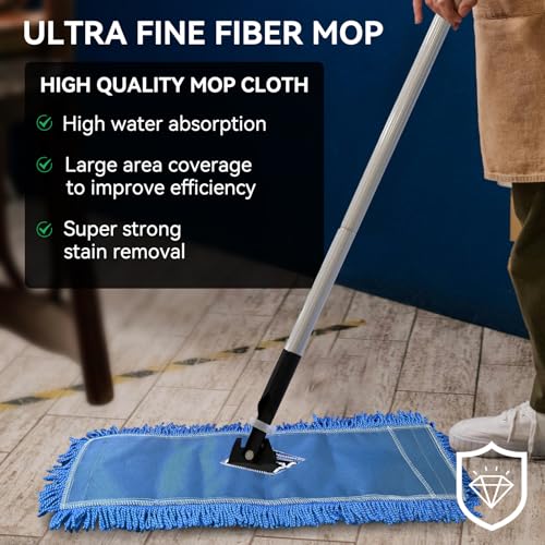 Commercial 36 Inch Dust Mop Head: Replacement Heavy-Duty Sweeper and Janitorial Industrial Dust Mop Head for Floor Cleaning, Office, School, Restaurant, Hospital (Blue - 6 Pack) - color: Blue - 36 Inch - 6pack - Scrubby
