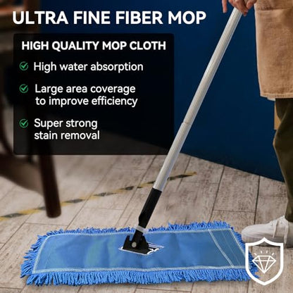 Commercial 36 Inch Dust Mop Head: Replacement Heavy-Duty Sweeper and Janitorial Industrial Dust Mop Head for Floor Cleaning, Office, School, Restaurant, Hospital (Blue - 6 Pack) - color: Blue - 36 Inch - 6pack - Scrubby