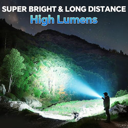 Rechargeable LED Flashlight 90000 High Lumens, Super Bright Flashlight LCD Digital Display Flash Light with 5 Modes & Waterproof, Powerful Handheld Flashlight for Camping Emergencies - size: 1PACK