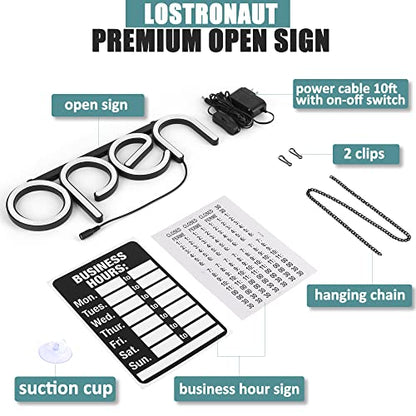 LOSTRONAUT LED Neon Open Sign Ultra Bright White Business Window Light
