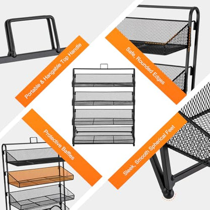 4-Tier Retail Candy Display Rack with Baskets, Metal Snack Organizer, Black, Iron, Modern, 16.14 x 9.84 x 20.27 inches, Countertop, Stable Structure, Retail Store Display