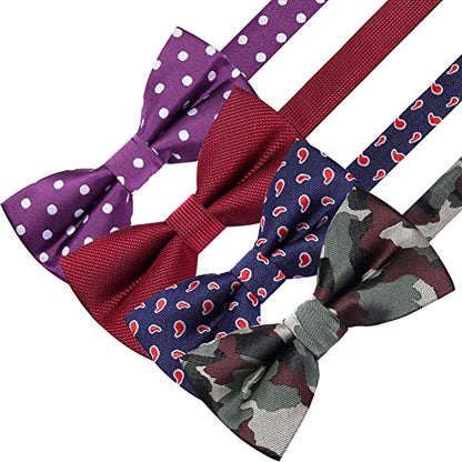 AUSKY 8 PACKS Elegant Adjustable Pre-tied Bow Ties for Men Boys (1&4&5&6&8 Pack for option) - color: M