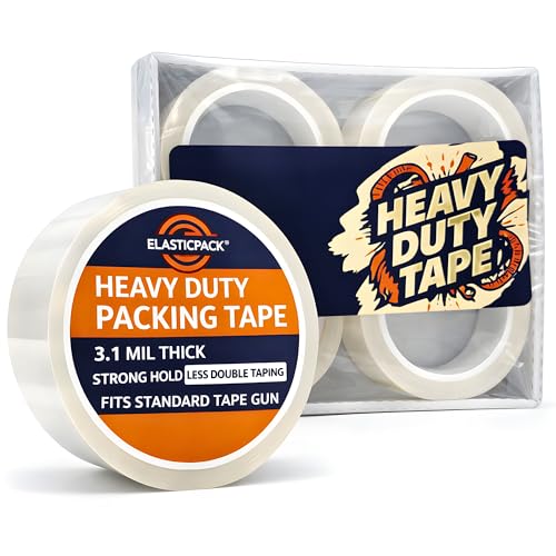 Heavy Duty Packing Tape, Clear 3.1 Mil Thick, Strong Hold for Box Shipping