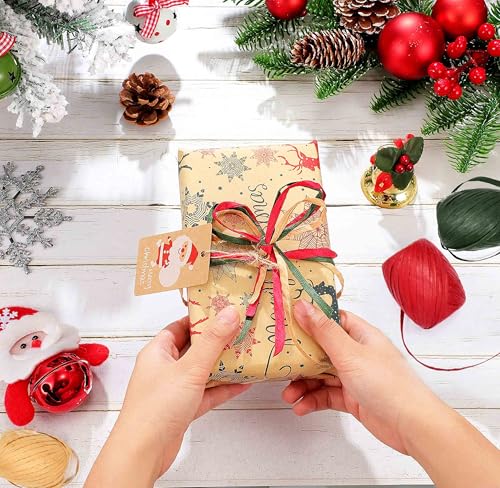 Gift Boutique Christmas Raffia Ribbon - 3 Rolls Twine for Gift Wrapping