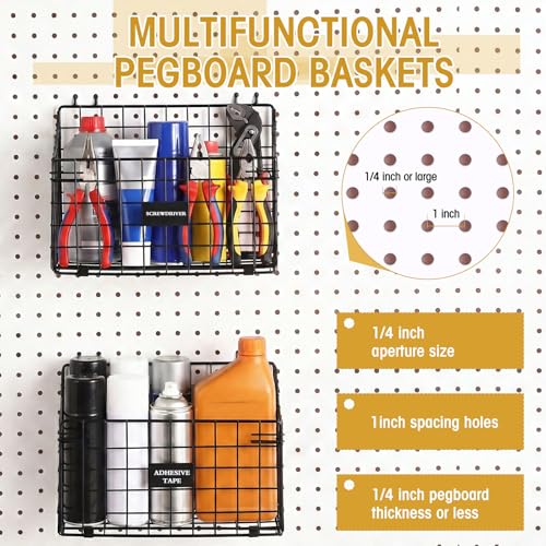 4 Pcs Peg Board Bins and Baskets Peg Board Organizer, Large - size: Large