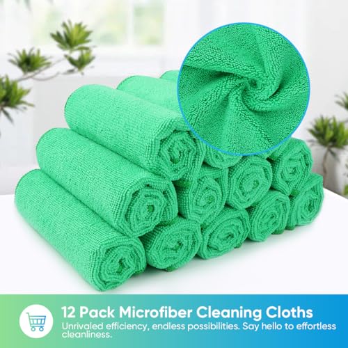HOMEXCEL Green Microfiber Cleaning Cloth, Microfiber Towels for Car, 12 PK - color: Green