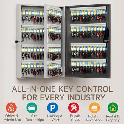 192 Key Lock Box Smart Key Organier Cabinet with Keypad & App for Office - size: 4.3inx16inx27in