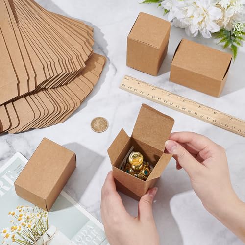 PH PandaHall 30pcs 2x2x3 inch Paper Essential Oil Packing Box, Kraft Paperboard Gift Box Small Packing Boxes Packaging Cases Gift Wrapping Boxes for Glass Dropper Bottles Diffuser Bottles, BurlyWood - color: BurlyWood