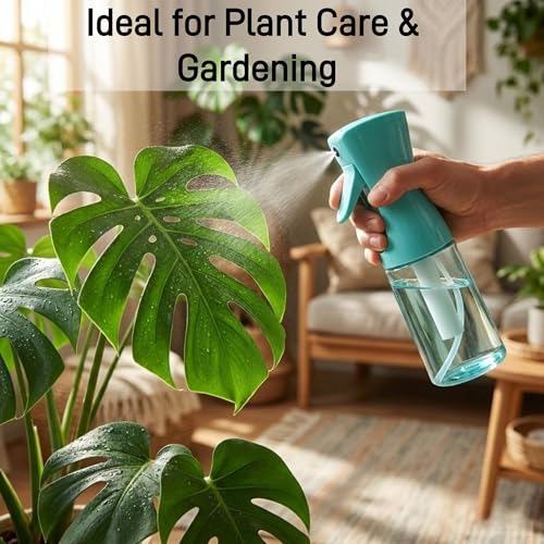 2 Pack Continuous Spray Bottle for Hair, Ultra Fine Mist Water Sprayer, Empty Aerosol-Free Styling Mister for Curly Hair, Gardening, Plants, Cleaning & Skincare (6.8oz/200ml - Teal)