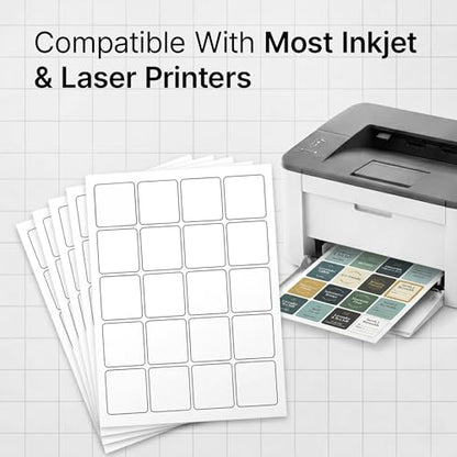 2" X 2" Matte White Printable Labels (30 Sheets, 600 Stickers) - size: 2" X 2"