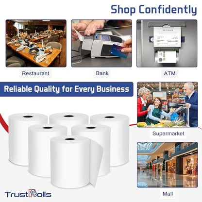 (100 Rolls) Premium 2 1/4 x 85 Thermal Paper Rolls - BPA Free Credit Card Receipt Paper for POS, ATM & Restaurant Printers - size: 100 Rolls 2 1/4" x 85' Thermal Paper