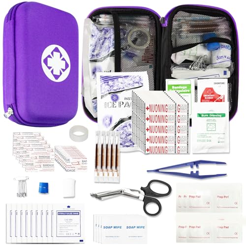 First Aid Kit 276PCS Car Home Camping Essentials Purple Emergency Kit - color: Purple-276pcs