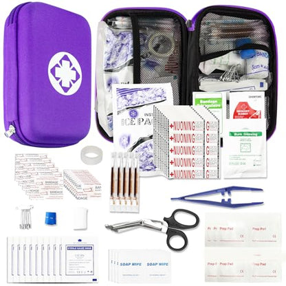 First Aid Kit 276PCS Car Home Camping Essentials Purple Emergency Kit - color: Purple-276pcs