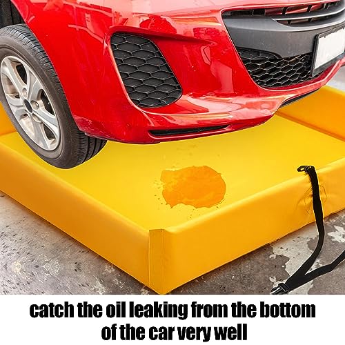 Wettarn 1 Pcs Folding Duck Pond 4’ x 4’ Portable Spill Containment, Yellow - color: Yellow, size: 4*4ft