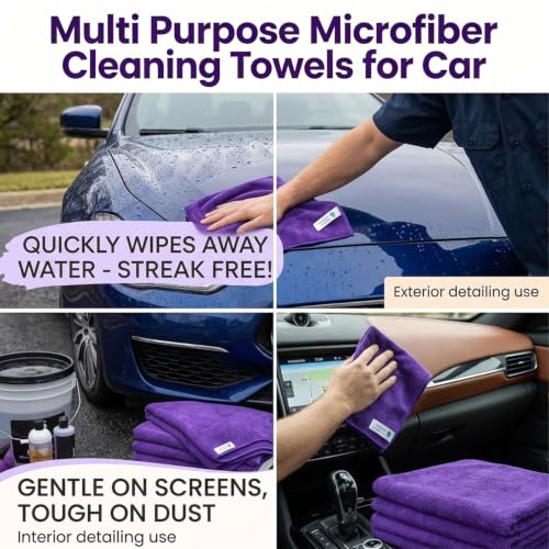 Multi-Use Microfiber Cleaning Cloths 12 Pack, 16 x 16 Inch - color: Multicolor