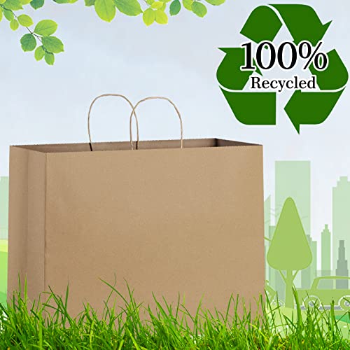 Eupako 16x6x12 Brown Paper Bags 50 Pack, Kraft Gift Bags with Handles - color: Brown