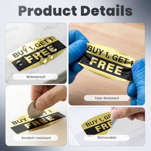 Buy 1, Get 1 Free Stickers, 1000 Pcs Sale Labels, 0.75 x 1.5 Inch