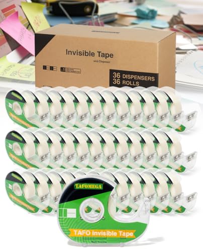 Invisible Clear Tape Bulk Rolls,36 Packs Gift Wrapping Tape with Dispenser - size: Invisible Tape,36 Pack