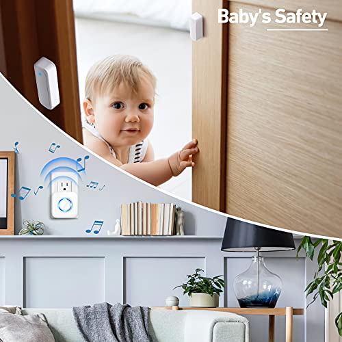 Satisure Wireless Door Open Contact Sensor Alarm Chime with 600 FT Range, 58 Chimes, 5 Volume Levels, LED Indicators - Door Ringer Alert for Business/Store/Home/Office