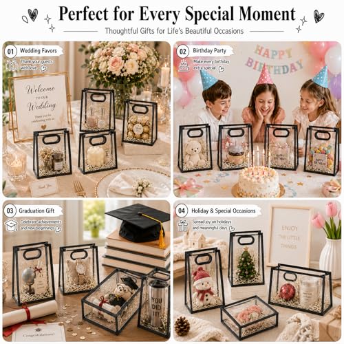 SHIPKEY 10 PCS Clear Gift Bags with Handles, Small Black PVC Party Bag - color: Black - Small