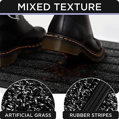 ubdyo Extra Durable Door Mat Outside Entrance (30" x 17", Bright Black) - color: Bright Black, size: 30" x 17" (Rectangular)