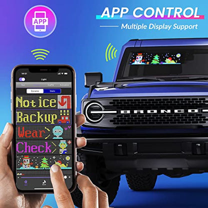 KJOY USB 5V LED Sign, Bluetooth, App Control, Flexible, Programmable Custom Text Pattern Animation Scrolling Display for Car, Store, Party, Bar, Hotel, Concert, 14.6''x3.6'' - size: 15"x4"-1PCS