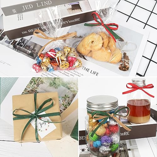 Tenn Well 3Rol 984ft Raffia Ribbon Red Green Natural for Gift Wrapping - color: Red+Green+Natural