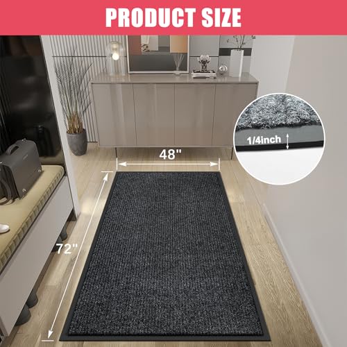 Kuyal Front Door Mat, 4'x6' Indoor Outdoor Entrance Mat - size: 48" x 72"