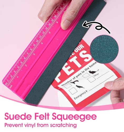 Squeegee for Vinyl, Vinyl Squeegee 10 Inches with Ruler & Micro Suede Felt Edge for Car Wrap Window Tint Application Wallpaper