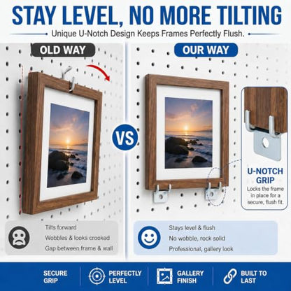 Tandefio 100 Pcs Pegboard Hooks, Picture Hangers for 1/8 & 1/4 in, Silver - color: Silver