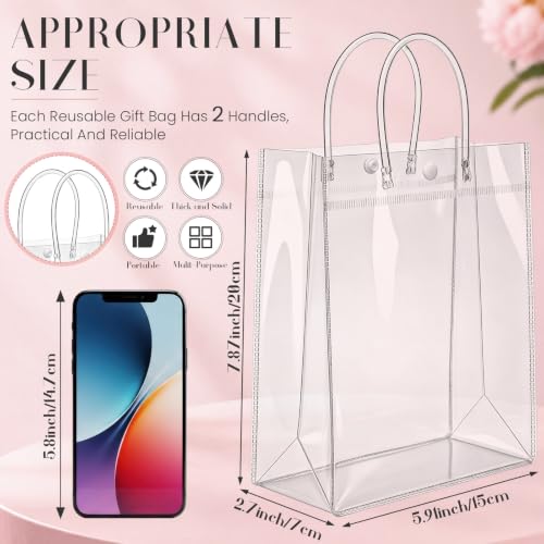 LEIFIDE 50 Pcs Plastic Clear Gift Bags with Handles,5.9 X 7.8 X 2.7 Inch - size: 5.9 x 7.8 x 2.7 Inch