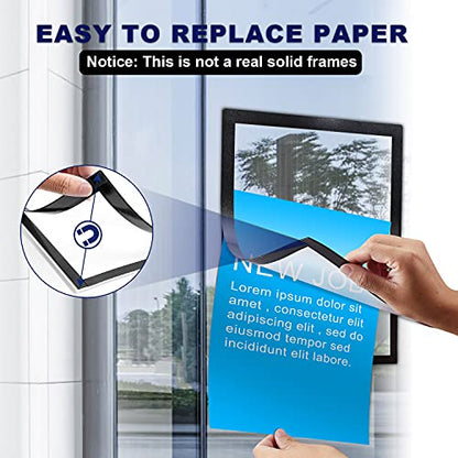 30 Pcs 8.5" x 11" Magnetic Signs Holder, Magnetic Picture Frames for Refrigerator, Black Magnetic Photo Frame, Sturdy PVC Magnet Document Holder, Magnet Picture Poster Frame, Can Self-Adhesive Wall/Door/Window/Glass - size: 30 Pcs- 8.5"×11"
