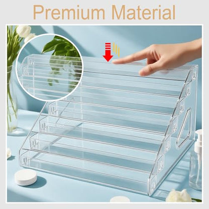 7 Tier Acrylic Sunglasses Organizer Stand, Clear Display Rack for Glasses, Cards & Cosmetics – Space-Saving Eyewear Holder with No-Tool Assembly