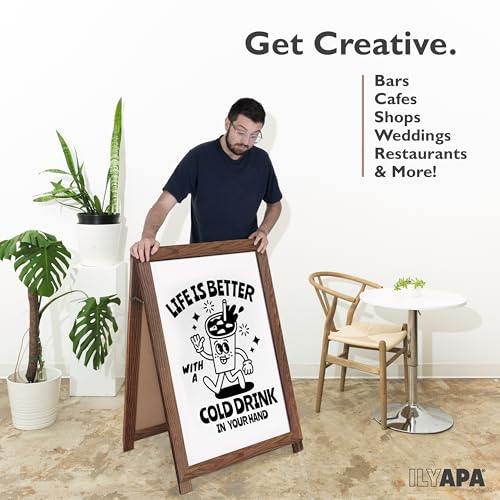 Ilyapa 2-in-1 A-Frame Sign Holder & Whiteboard, 28x41 Inch - Barnwood - color: Barnwood, size: 41x28 Whiteboard