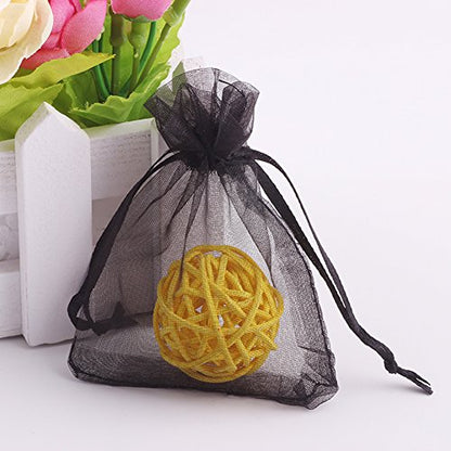 Wudygirl 100 PCS Organza Bags 4"x6" Gift Bags with Drawstring Black - color: Black, size: 4x6 IN