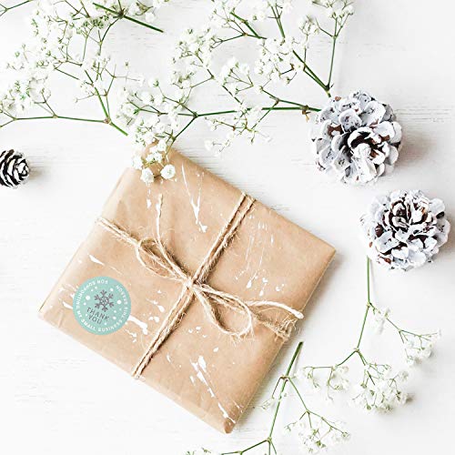Mint Snowflake Thank You for Supporting My Small Business This Season Stickers / 500 1.5" Faux Glitter Holiday Labels/Christmas Business Labels - color: 1.5" Mint Snowflake