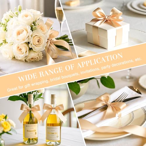 Champagne Satin Ribbon, 1 Inch, 50 Yards - color: champagne