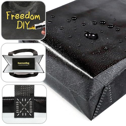 KeerxunBag Black Gift Bags - 12pk - Reusable - With Inner Liner Paper - color: black out